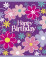8 sacs de fête happy birthday fleurs 18 x 23 cm pour cadeaux