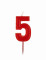 Bougie chiffre 5 rouge brillante d'anniversaire