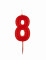Bougie chiffre 8 rouge brillante pour anniversaire