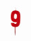 Bougie chiffre 9 rouge brillante pour anniversaire