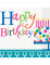 16 serviettes en papier happy birthday turquoises motif gâteau 33 cm