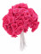48 mini roses satin fuchsia 1 x 8 cm sur tige pour mariage