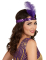 Bandeau charleston à sequins et plume violette femme
