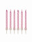 12 bougies d'anniversaire roses nacrées spirales 6 cm
