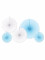 5 rosaces en papier bleues et blanches à suspendre