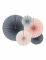 5 rosaces en papier gris et rose pour décoration vintage