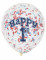 6 ballons en latex avec confettis 1er anniversaire petit marin 30 cm biodégradables