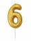 Bougie chiffre 6 doré à paillettes 6,5 cm