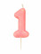 Bougie chiffre 1 rose irisé 9 cm pailletée