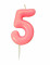Bougie d'anniversaire chiffre 5 rose irisé 9 cm à paillettes
