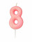 Bougie âge chiffre 8 rose irisé 9 cm à paillettes