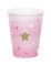 8 gobelets en carton One Little Star rose 256 ml aux étoiles dorées