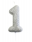 Bougie sur pique chiffre 1 argent pailletté 7 cm pour gâteau