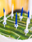 Mise en situation sur un gâteau des bougies d anniversaire football