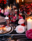 Ambiance de table d Halloween de la fleur artificielle rose ancienne pour fête