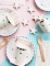 Mise en scène des assiettes étoiles en carton pastel