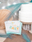 Mise en scène décorative des serviettes en papier hello baby oiseaux