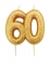 Bougie d'anniversaire sur pique 60 ans doré pailleté 7 cm pour gâteau