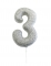 Bougie sur pique chiffre 3 argent pailleté 7 cm pour anniversaire