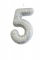 Bougie sur pique chiffre 5 argent pailleté 7 cm pour gâteau