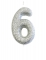 Bougie sur pique chiffre 6 argent pailleté 7 cm pour gâteau d'anniversaire