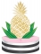 Centre de table en carton ananas doré 23 x 30,5 cm socle rose alvéolé