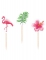 20 piques décoratifs flamingo paradise thème tropical en bois
