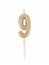 Bougie d'anniversaire chiffre 9 doré métallisé 4,3 cm avec pic