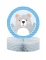Centre de table en papier alvéolé petit ours gris 30,5 x 22,8 cm pour baby shower