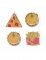 4 accessoires piñata jeux labyrinthe fast food hamburger pizza