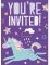 8 cartons d'invitation licorne violette pour anniversaire