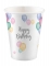 8 gobelets en carton happy birthday ballons pastel 250ml fête