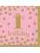 16 Petites serviettes en papier 1st birthday rose et or 25 x 25 cm pour premier anniversaire