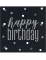 16 serviettes en papier happy birthday noires et grises 33 x 33 cm pour anniversaire