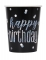 8 gobelets en carton happy birthday noirs et gris 270 ml confettis brillants