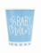8 gobelets en carton baby shower bleus et blancs 266 ml avec petits coeurs