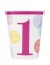 8 gobelets en carton 1er anniversaire roses et blancs 270 ml à pois pastel