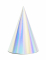6 chapeaux de fête en carton iridescents 10 x 16 cm avec élastique