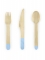 18 couverts en bois bleu ciel 16 cm, ménagère de fête