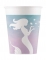 8 gobelets en carton sirène élégante 200 ml bleu et rose
