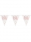 Guirlande fanions en plastique happy birthday blanche et rose 2,74 m à pois