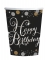 8 gobelets en carton célébration étincelante 250 ml happy birthday