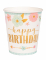 8 Gobelets en carton boho 250 ml happy birthday