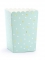 6 boîtes à popcorn en carton menthe à pois blancs et dorés