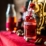 Mise en situation sur une bouteille du ruban en velours pour décoration