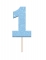 12 cake toppers en plastique chiffre 1 bleu pailleté sur pic