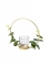 Bougeoir en métal photophore eucalyptus sur cercle or 22 cm à suspendre