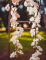 Gros plan sur les fleurs de la guirlande de fleurs de cerisier mariage