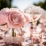 Détail de décoration de table des 8 roses sur tige en mousse pour mariage
