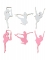 10 confettis de table en bois ballerine 1 x 2 cm rose et blanc